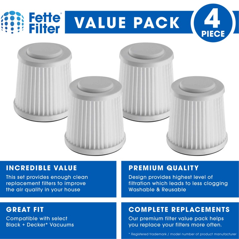Fette Filter - Vacuum Filter Compatible with Black and Decker Flex Vac FHV1200. Compare to Part # FVF100 - Pack of 4 - Image 2